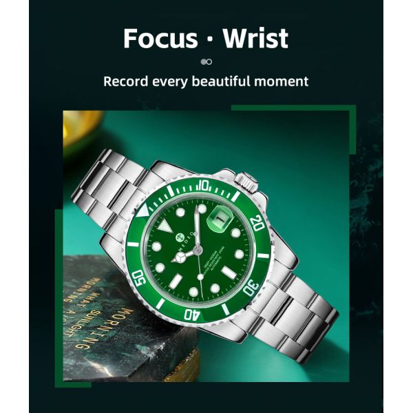Waterproof Men's Mechanical Watch – with Luminous Hands