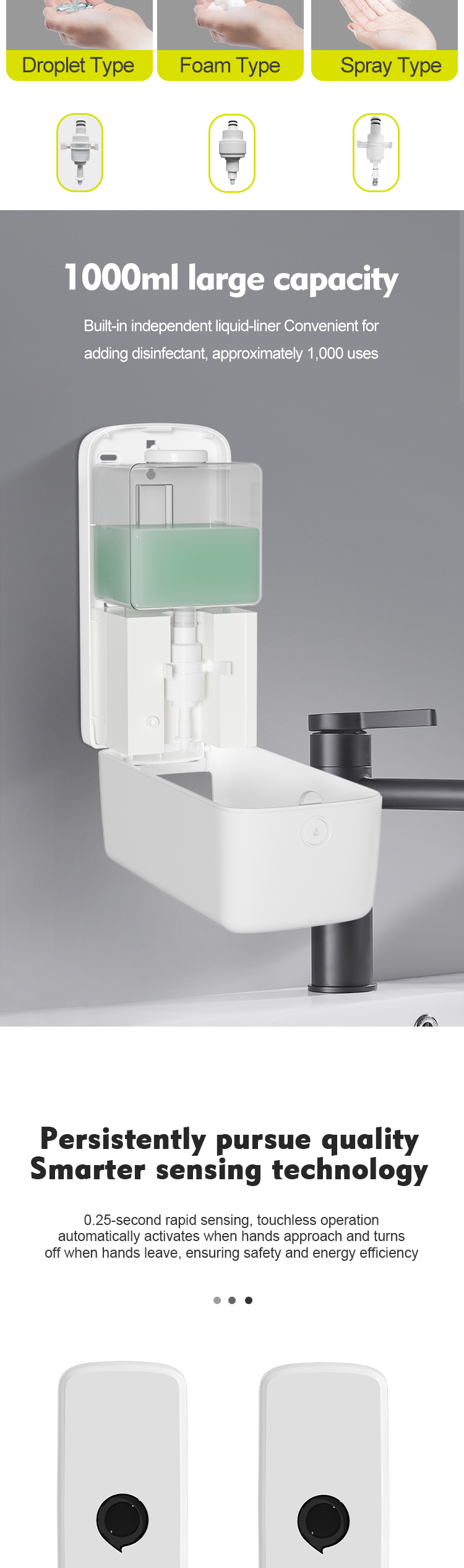 Modern Design Wall Mounted Foam Soap Dispenser with 3D Model Design for Convenient Bathroom Use