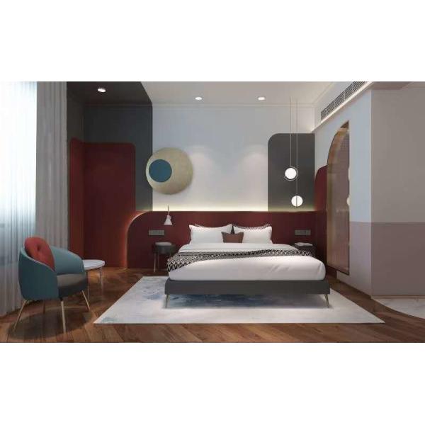 Da mobília de madeira interior da cama de casal do conceito da parte alta mobília feita sob encomenda do hotel