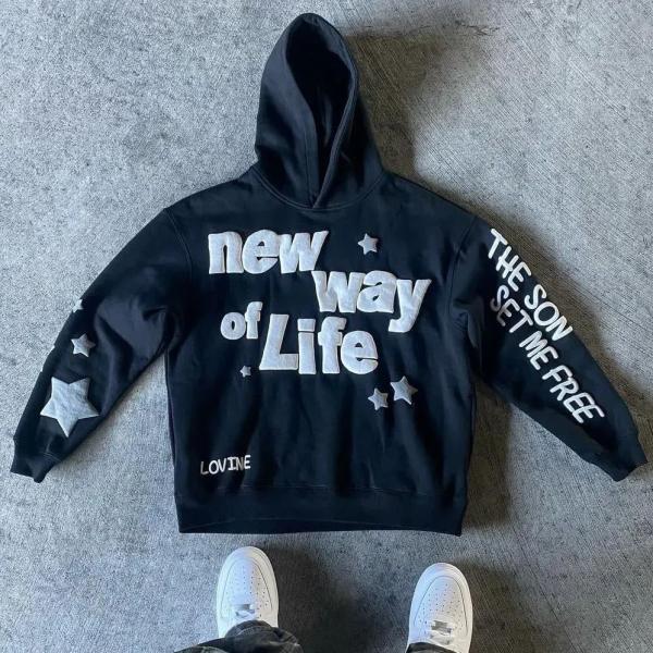 Fabricant personnalisé 3d imprimant puff Hoodie pullover coton laine poids lourd sans chaussures Sweatshirts hommes vêtements de rue