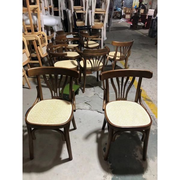 Events Rattan Cushion Farmhouse Wooden Comfortable Back Chairs