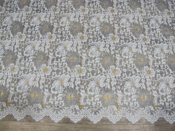 Curtain Modern Gold Colored Big Eyelash Lace And Fabric Trimming High Grade