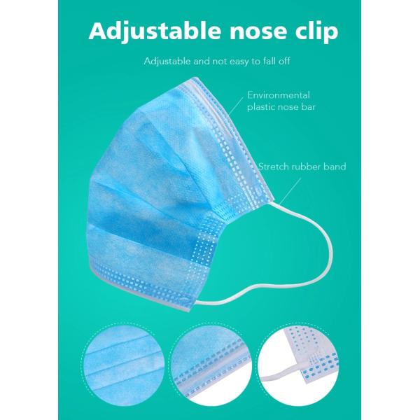 Dustproof Disposable Protective Face Mask 3 Ply Virus Protection Dental Civil Use