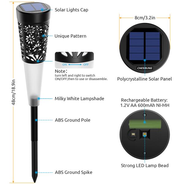 Солнечные садовые прогулочные фонари светодиодные солнечные фонари 3500K теплый белый
