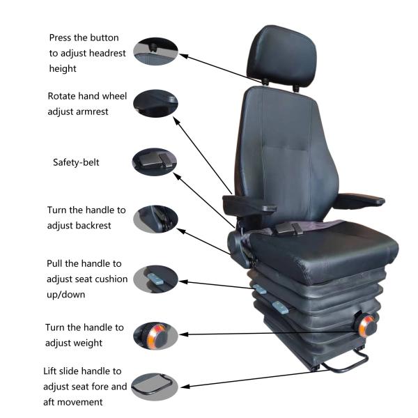 Mechanical Driver Seats Suspension Seating Suitable For Engineering Mechanical Vehicles