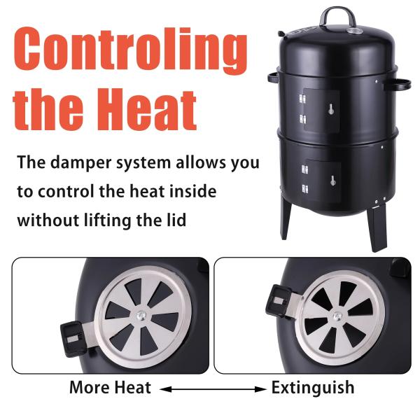 Термометр оборудован вертикальный стальной угольной курильщик для домашнего праздника