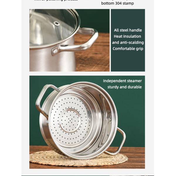 Hot Selling Kitchen Cooking Food Steamer Pot Cookware Cooking Stainless Steel Steamer Pot With Glass Lid