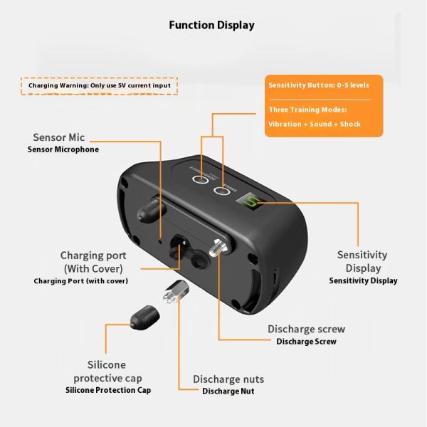 Hot Seller Rechargeable Plastic IP67 Waterproof Electric Shock Vibration Bark Control Dog Voice Activated Anti-Bark Training