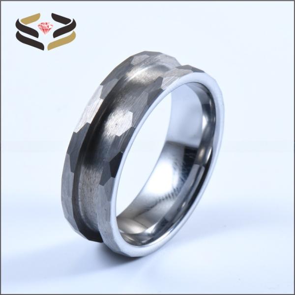 Third Party Appraisal Silver Hammered Tungsten Ring Blank Inlay Ring Cores 6mm 8mm for Men and Women