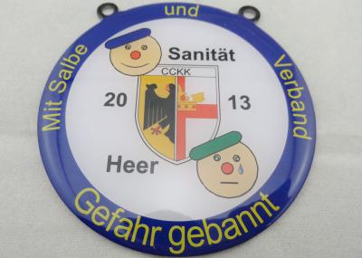 Stainless Steel Sanitat Karneval Silk Screen Printing Medal by Gefahr Gebannt, Flat or Double Side