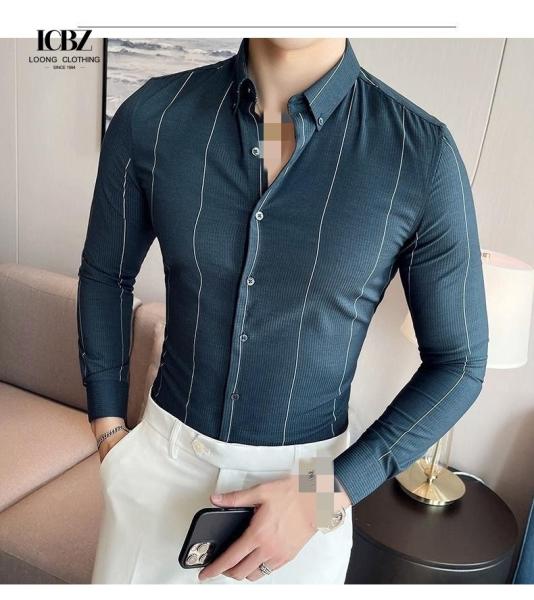 Camisa Clássica Homem Slim Fit Com Estilo Casual 100% Algodão