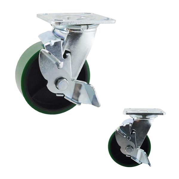 колеса вагонетки шарнирного соединения полиуретана 400kg дюйма 5x2 темные ые-зелен