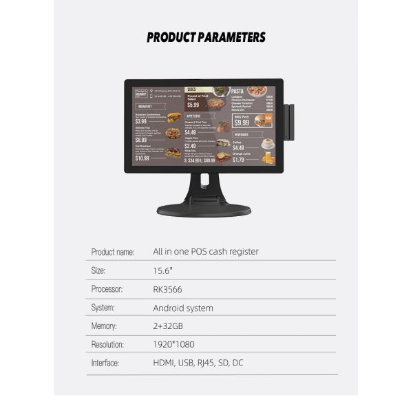 POS Touch Screen Cash Register Machine All-in-One Android System Suitable for Restaurants