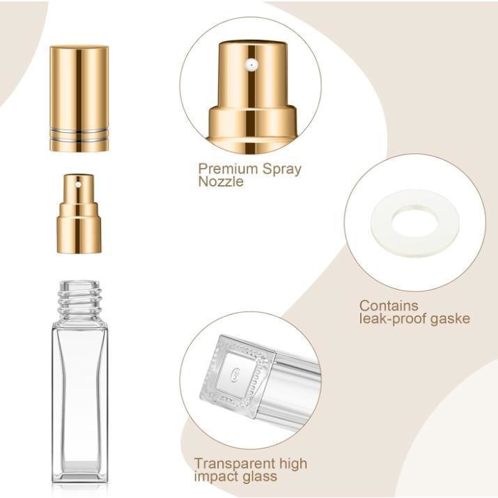 Leak Proof Glass Perfume Spray with Metallic Aluminum Caps and Estimated Delivery Time
