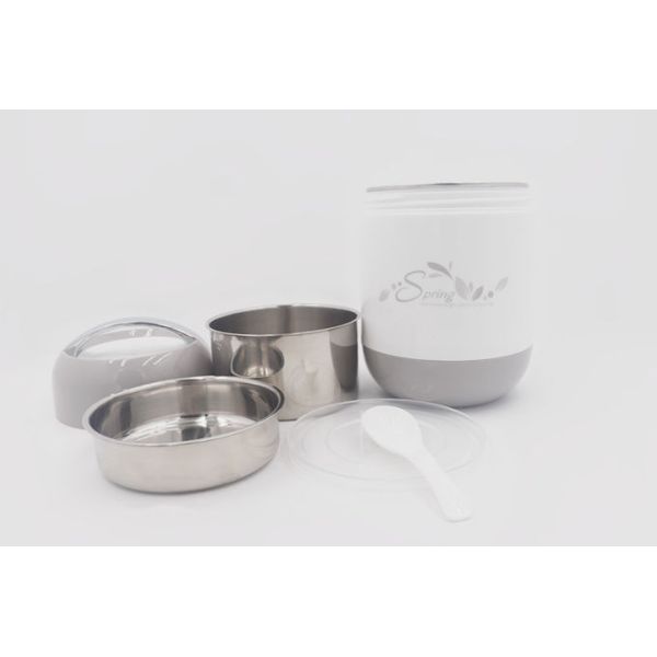 1L Hot sale double lid vacuum food box with spoon stainless steel insulated food jar