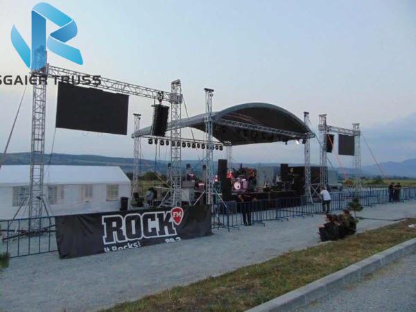 Studio Curved Event Stage Hip Roof Trusses , Customer Size Spigot Truss