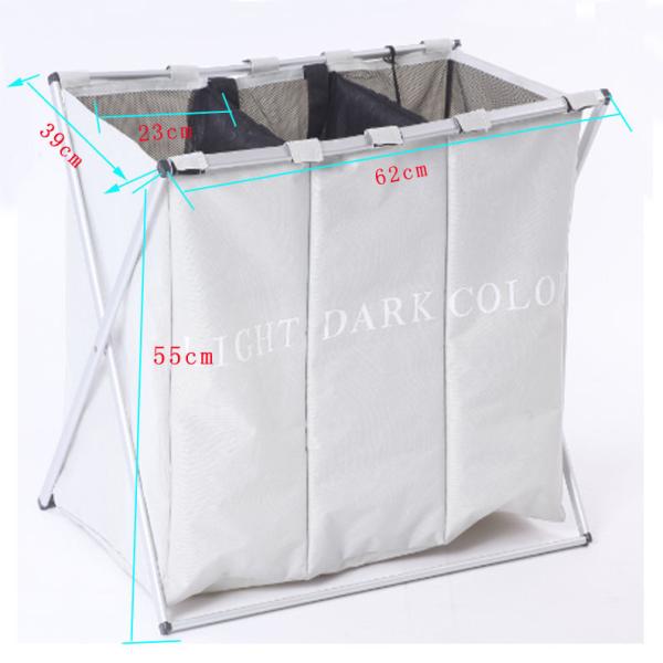Foldable Clothing Bag Collapsible Extra Large Washing Dirty Clothes Laundry Basket Hamper 3 Compartments