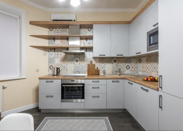 Armário de cozinha moderno de Stuya com projeto da mobília do moderna da culinária do aparelho eletrodoméstico da micro-ondas do forno