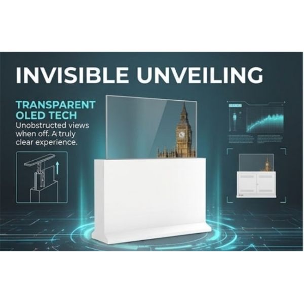 55-Inch Transparent OLED (tv-oled) Displays with High-definition Resolution, Touch Functionality, and ultra Design Transparent Display.