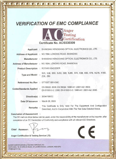 Shanghai Hengxiang Optical Electronic Co., Ltd. Сертификации