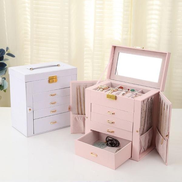 Travel Friendly Leather Jewelry Set Packaging Box Custom Logo For Rings And Necklaces