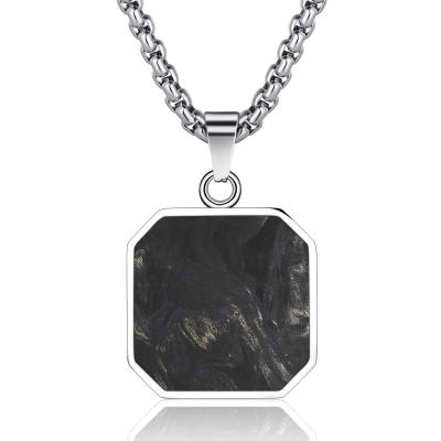 Custom Square Carbon Fiber Cross Necklace Jesus Christian Men's Bible Verse Necklace