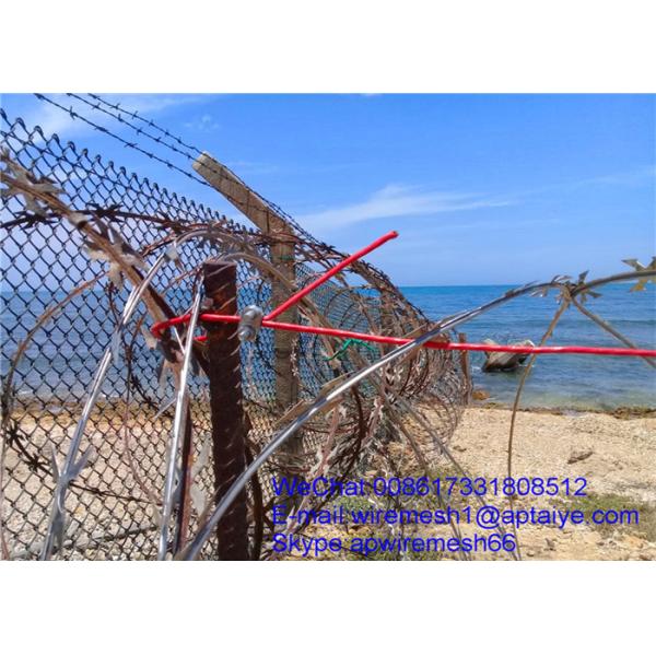 Hot Dip Galvanized Blade Wire Fencing CBT60 Single Coil Razor Mesh Fence