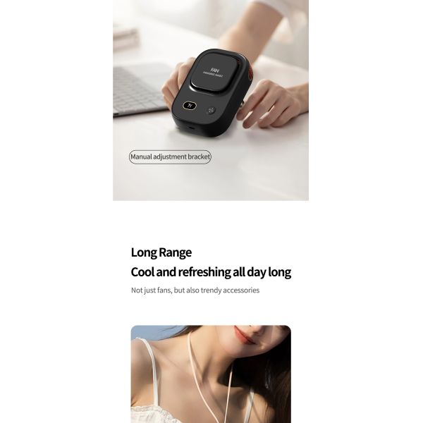 Customized 2 In 1 Waist and Neck Hanging Portable Fan With Long Range Cooling