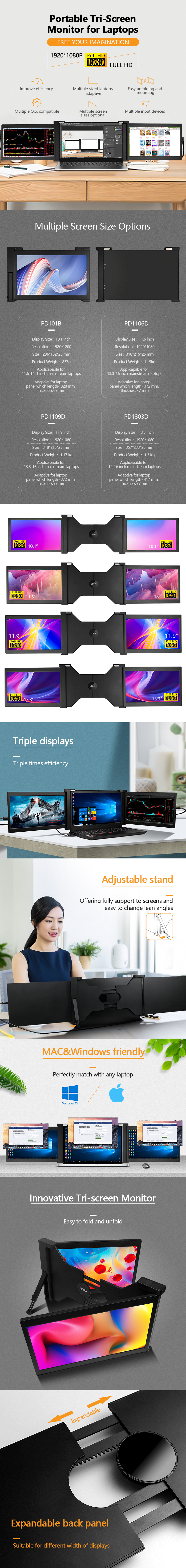 Ноутбук экрана дюйма 230cd/M2 IPS 1920x1080 11,6 складной тройной