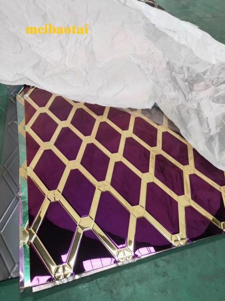 Gold And Purple Diamond Stainless Steel Color Sheet SS304 201 Decoration Cabinet
