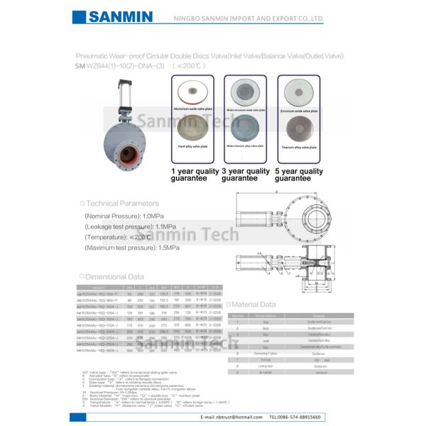 Double corps Wearproof circulaire pneumatique SMWZ644 - ADN de fonte de soupape à disque - R