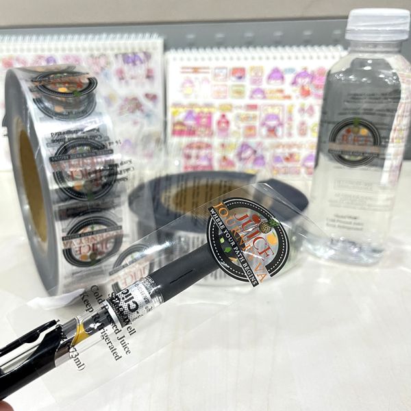 Custom Personalized Transparent Water Label Roll Sticker Self-adhesion Clear Water Juice Bottle Packaging Label Sticker