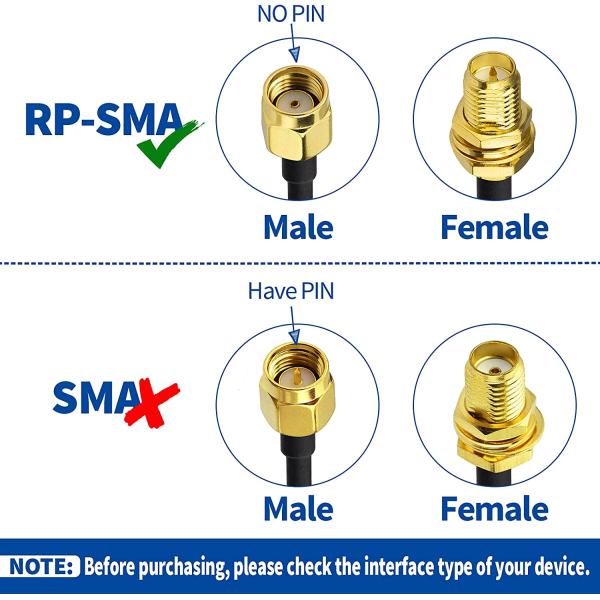 Copper WiFi Radio Frequency Antennas Extension Cable RP-SMA Male To Female