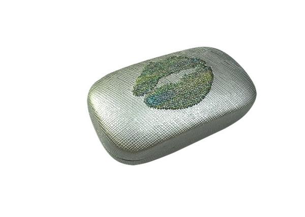 Embroidery Lip Contact lens Case Holder Leather Contact lens  Case With Mirror Collection