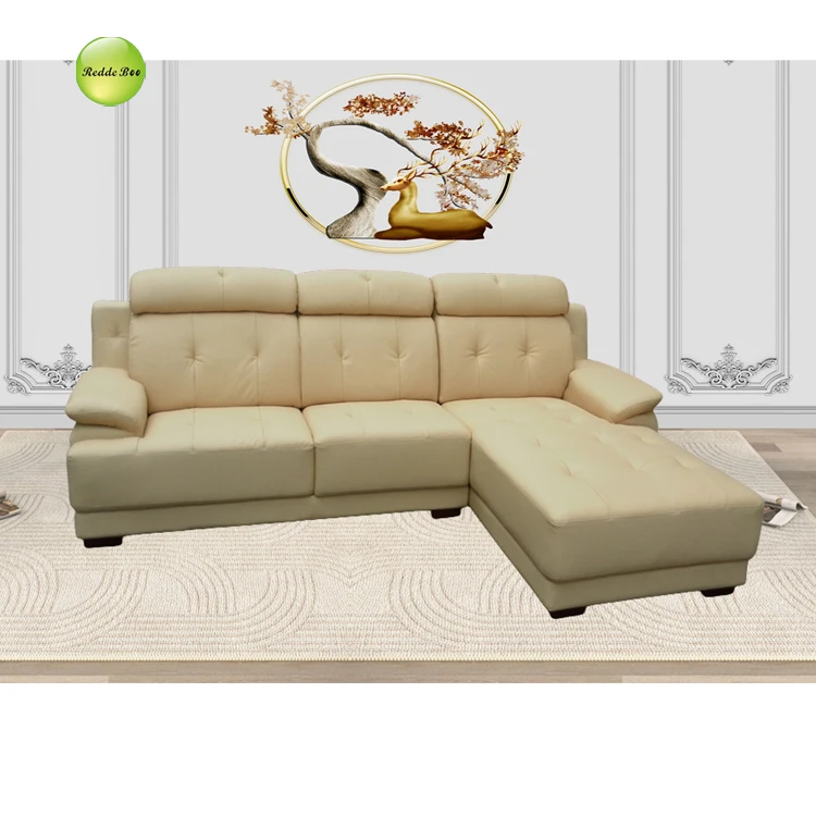 Cozy Beige L - Shaped Sofa: Redde Boo Premium Leather – A Must - Have for Cozy Interiors