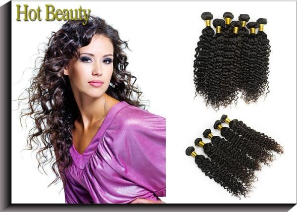 Custom Natural Black Remy Virgin Human Hair Extensions Deep Wave