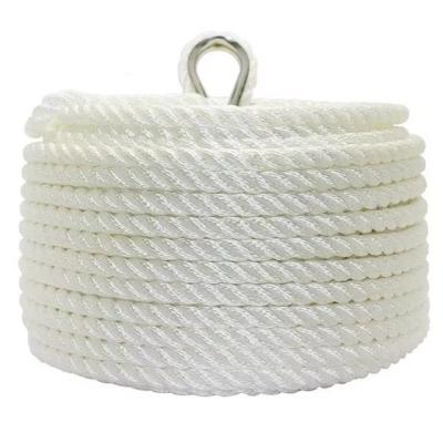 12mm White 3-Strand Polyester Rope for Marine Manual Anchor Winch