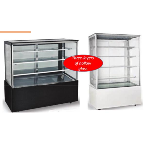 Commercial Fan Cooling Refrigerated Cake Display Cabinets Steam For Humidification