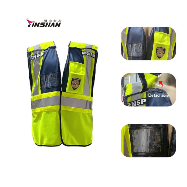 Veste réfléchissante fluorescente jaune personnalisée à haute visibilité pour les agents de sécurité