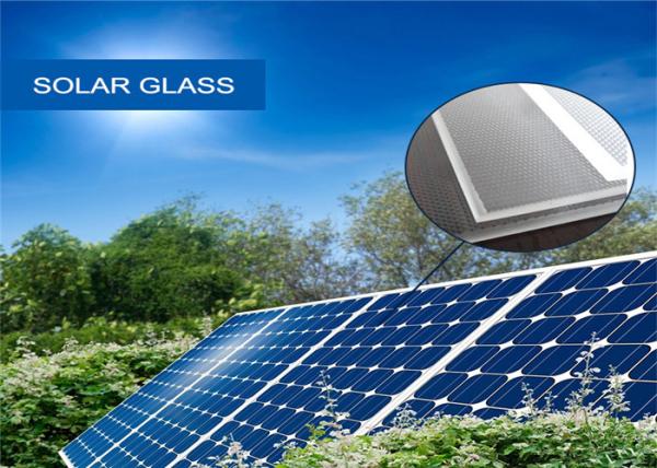 Patterned Solar Panel Glass / Low Iron Tempered Glass For Solar Panels CE Approved