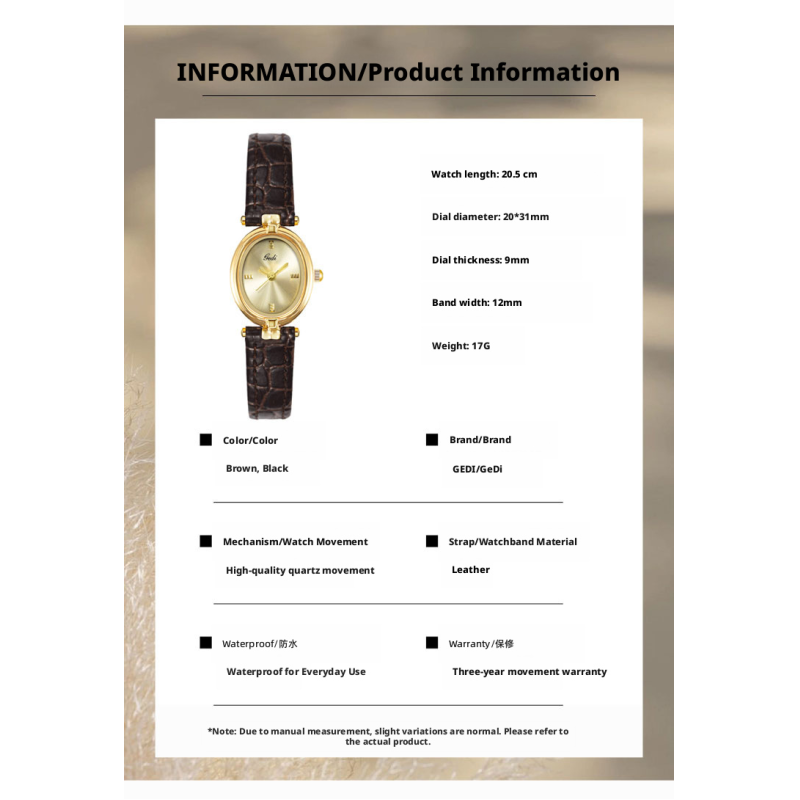 Vintage Women's Dress Watch – Sunburst Gold Dial Black Leather Strap