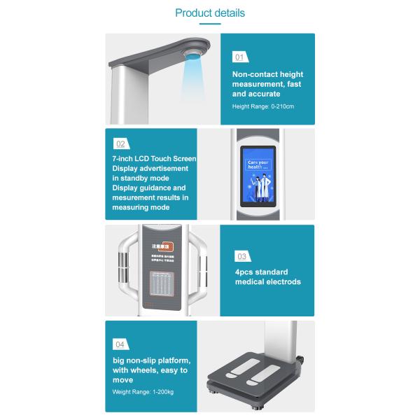 Highly 700A Bioimpedance Ultrasound Body Height Weight Fat Analyzer Machine N.W. 25kg