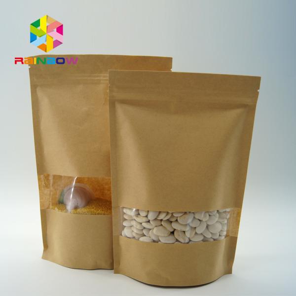 Stand Up Tea Bags Packaging , Heat Seal Kraft Paper Zipper Bags Reasealable