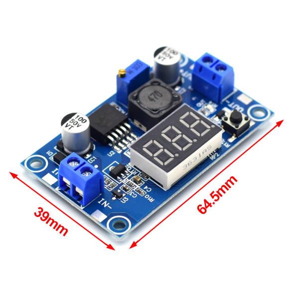 Adjustable LM2596S Step-Down Buck Converter Power Supply Module with Display and One