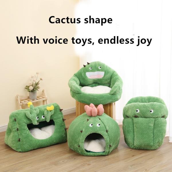 Cactus Cat Cactus Bed Warm Cat Bed Wholesale Semi Closed Cat House Winter Inner Cushion Supplies