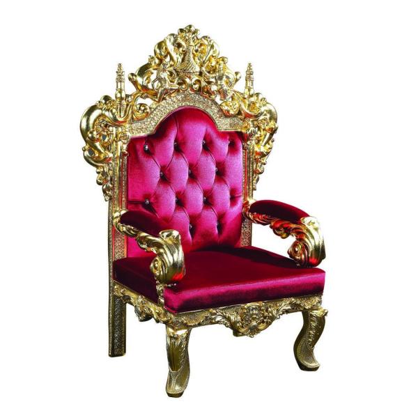 SGS Red Leather Antique Hotel Furniture Luxury Wedding High Back Throne Chair