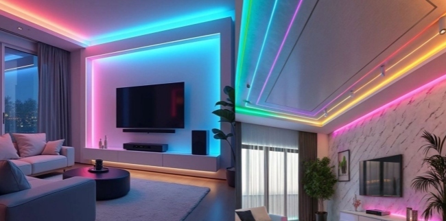 Smart RGB LED Ribbon Lights Flexible Color Changing LED Tape Ambient Lighting