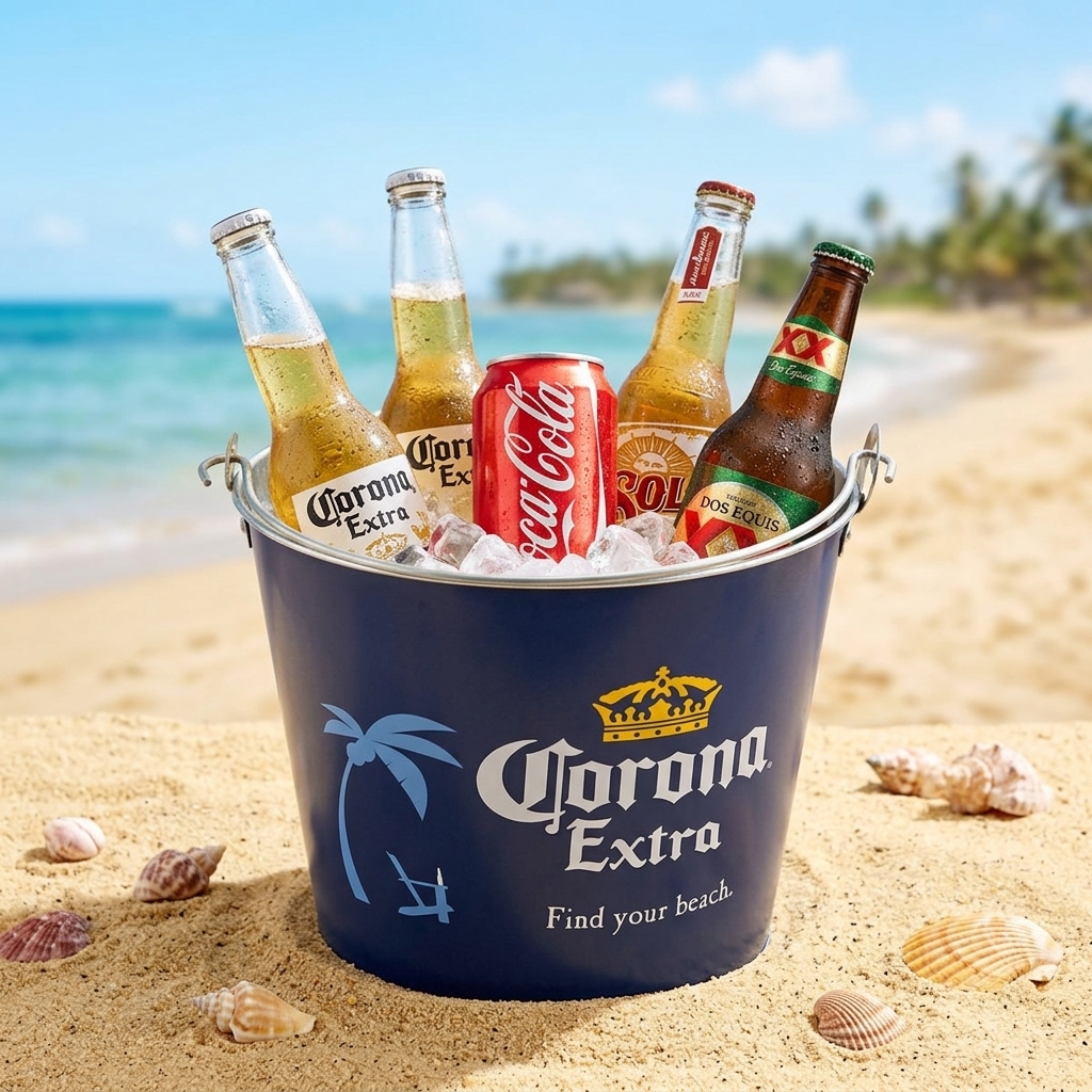 DADI 5L Round Metal Tin Ice Bucket with Glossy Finish and Offset Printed Custom Logo for 6 Bottles Beer