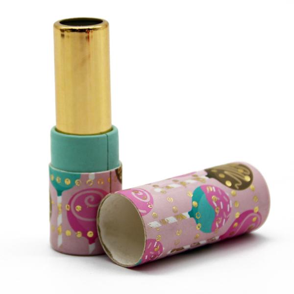 Eco Friendly Cardboard Tube Gift Box For Lip Balm Packaging With Gold foil