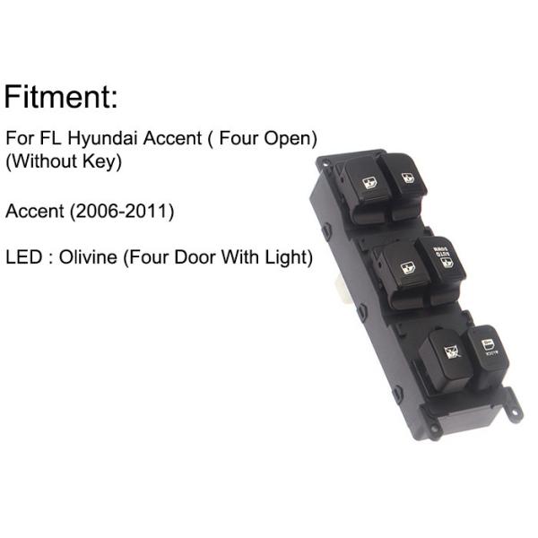 Auto Power window switch Front Left  for Hyundai Accent four door with  light 2006-2011 OE 93570-1E110
